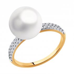 Золотое кольцо SOKOLOV 791266 с фианитом и жемчугом 791266 фото