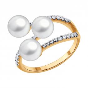 Золотое кольцо SOKOLOV 791288 с фианитом и жемчугом 791288 фото