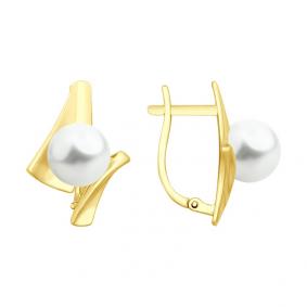 Серьги из лимонного золота SOKOLOV 792139-2 с жемчугом 792139-2 фото