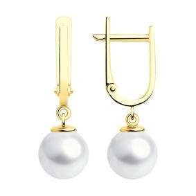 Серьги из лимонного золота SOKOLOV 792292-2 с жемчугом 792292-2 фото