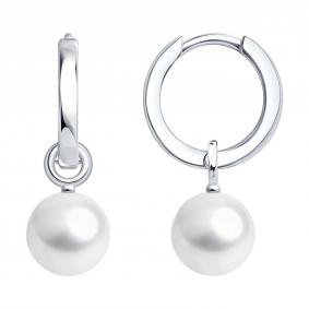 Серьги-трансформеры из белого золота SOKOLOV с жемчугом 792458 792458 фото