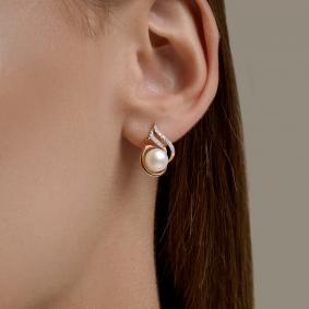 Золотые серьги SOKOLOV 792476 с фианитом и жемчугом 792476 фото