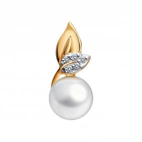 Золотая подвеска SOKOLOV 793184 с фианитом и жемчугом 793184 фото