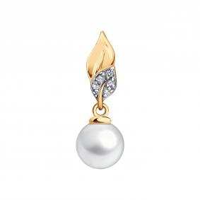 Золотая подвеска SOKOLOV 793185 с фианитом и жемчугом 793185 фото