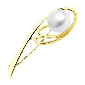 794043-2: Брошь из желтого золота с жемчугом 794043-2 фото