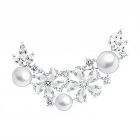 Брошь из белого золота SOKOLOV 794057-3 с фианитом и горным хрусталём 794057-3 фото