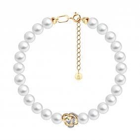 Золотой браслет SOKOLOV 795088 с фианитом и жемчугом 795088 фото