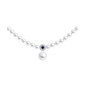 Колье из белого золота SOKOLOV 797000-3 с фианитом, сапфировым корундом и жемчугом 797000-3 фото