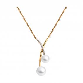 Золотое колье SOKOLOV 797036 с фианитом и жемчугом 797036 фото