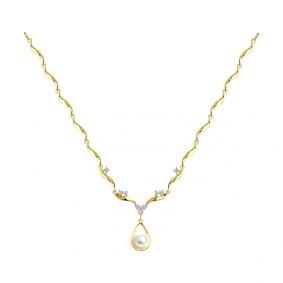 Колье из лимонного золота SOKOLOV 797039-2 с фианитом и жемчугом 797039-2 фото