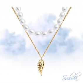 Золотое колье Крылья SOKOLOV с жемчугом 797062 797062 фото