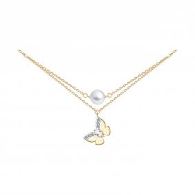 Золотое колье SOKOLOV 797118 с фианитом, жемчугом и горным хрусталём 797118 фото