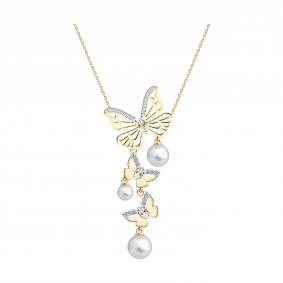 Золотое колье SOKOLOV 797119 с фианитом, жемчугом и горным хрусталём 797119 фото