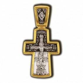 Серебряная подвеска-крест Распятие Христово. Святитель Николай ЮЗ Елизавета 8005 8005 фото