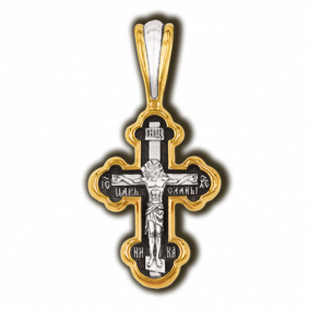 Серебряная подвеска-крест Распятие Христово. Покров Пресвятой Богородицы ЮЗ Елизавета 8010 8010 фото
