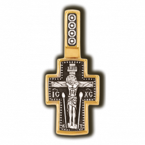 Серебряная подвеска-крест Распятие Христово. Казанская икона Божией матери ЮЗ Елизавета 8017 8017 фото