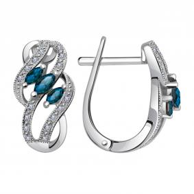 Серьги из белого золота Александра 8020462сб с бриллиантом и александритом 8020462сб фото