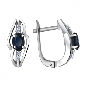 Серьги из белого золота Александра 8020501сб с бриллиантом и александритом 8020501сб фото