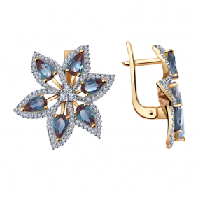 Золотые серьги Александра 8020616сбк с бриллиантом и александритом 8020616сбк фото