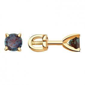 Золотые серьги Александра 8020714ск с александритом 8020714ск фото