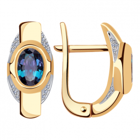 Золотые серьги Александра 8021467сбк с бриллиантом и александритом 8021467сбк фото
