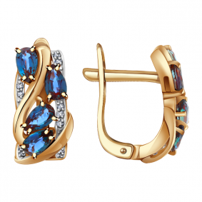 Золотые серьги Александра 8021556ск с бриллиантом и александритом 8021556ск фото