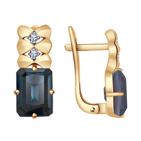 Золотые серьги Александра 8021584ск с бриллиантом и александритом 8021584ск фото