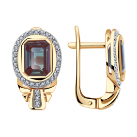 Золотые серьги Александра 8021586ск с бриллиантом и александритом 8021586ск фото