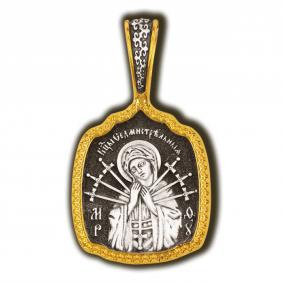 Подвеска-иконка из лимонного серебра Божья Матерь Семистрельная ЮЗ Елизавета 8034 8034 фото