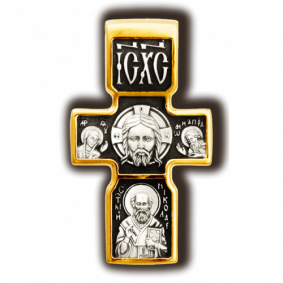 Серебряная подвеска-крест Спас нерукотворный.  Святитель Николай.  Архангел Михаил ЮЗ Елизавета 8049 8049 фото