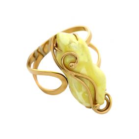 Золотое кольцо Янтарная волна 810000 с янтарём 810000 фото