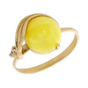 Золотое кольцо Янтарная волна 810139 с янтарём и цирконием 810139 фото