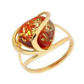 Золотое кольцо Янтарная волна 810166Я с янтарём 810166Я фото