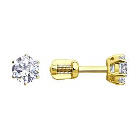 Золотые серьги SOKOLOV 81020545-2 с фианитом 81020545-2 фото
