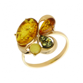 Золотое кольцо Янтарная волна 810262 с янтарём 810262 фото