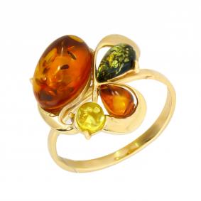 Золотое кольцо Янтарная волна 810262Я с янтарём 810262Я фото
