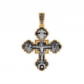 Подвеска-крест из лимонного серебра Распятие Христово ЮЗ Елизавета 81452 81452 фото