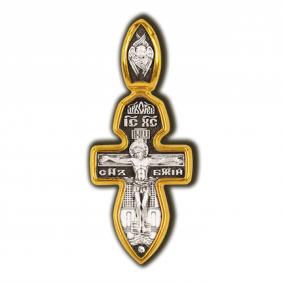 Серебряная подвеска-крест Распятие Христово с молитвой Да воскреснет Бог ЮЗ Елизавета 8208 8208 фото