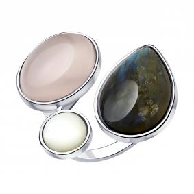 Серебряное кольцо SOKOLOV 83010073 с кварцем, перламутром и лабрадоритом 83010073 фото