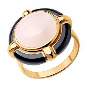 Кольцо из золочёного серебра SOKOLOV 83010137 с кварцем 83010137 фото