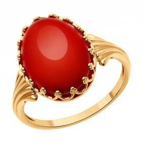 Кольцо из золочёного серебра SOKOLOV 83010210 с кораллом 83010210 фото