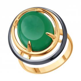 Кольцо из золочёного серебра SOKOLOV с жадеитом 83010250 83010250 фото