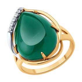 Серебряное кольцо SOKOLOV 83010262 с фианитом и агатом 83010262 фото