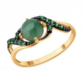 Кольцо из золочёного серебра SOKOLOV 83010281 с фианитом 83010281 фото