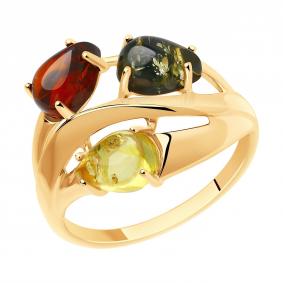 Серебряное кольцо SOKOLOV 83010286 с янтарём 83010286 фото