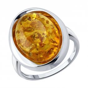 Серебряное кольцо SOKOLOV 83010305 с янтарём 83010305 фото