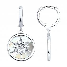 Серебряные серьги SOKOLOV 83020477 с фианитом и перламутром 83020477 фото