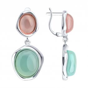 Серебряные серьги SOKOLOV 83020480 с халцедоном 83020480 фото