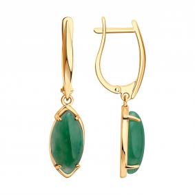 Серьги из золочёного серебра SOKOLOV с жадеитом 83020490 83020490 фото