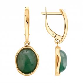 Серьги из золочёного серебра SOKOLOV с жадеитом 83020494 83020494 фото
